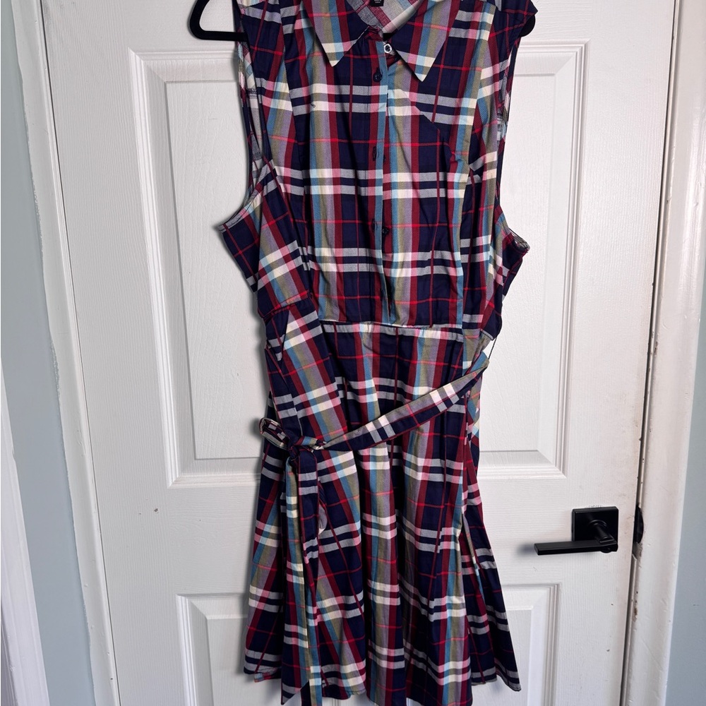 Torrid Navy and Red Plaid Midi Dress - Picture 3 of 4